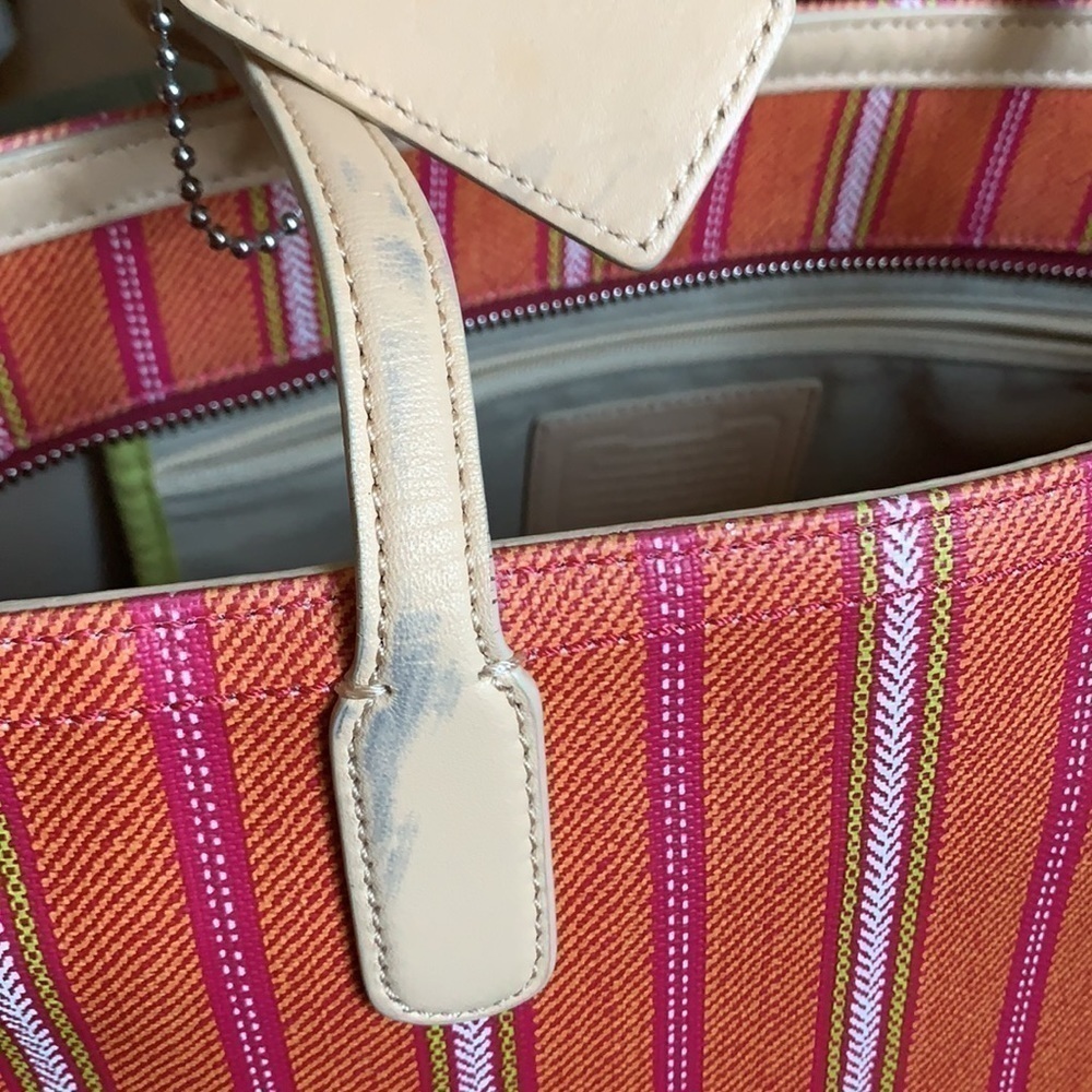 Coach Legacy Weekend Ticking Stripe PVC Zip Tote - Picture 7 of 16